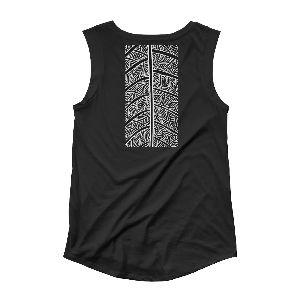 Ladies Cap Sleeve T-Shirt Pecan Leaf Design