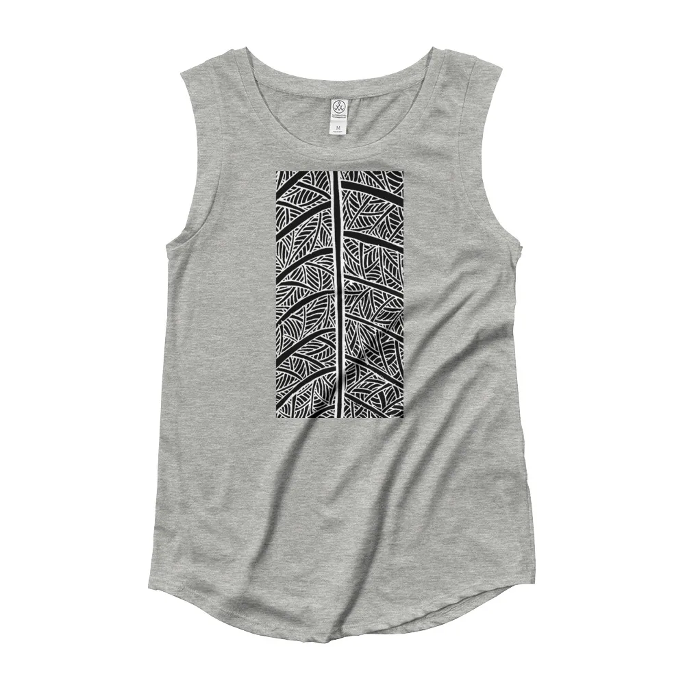 Ladies Cap Sleeve T-Shirt Pecan Leaf Design