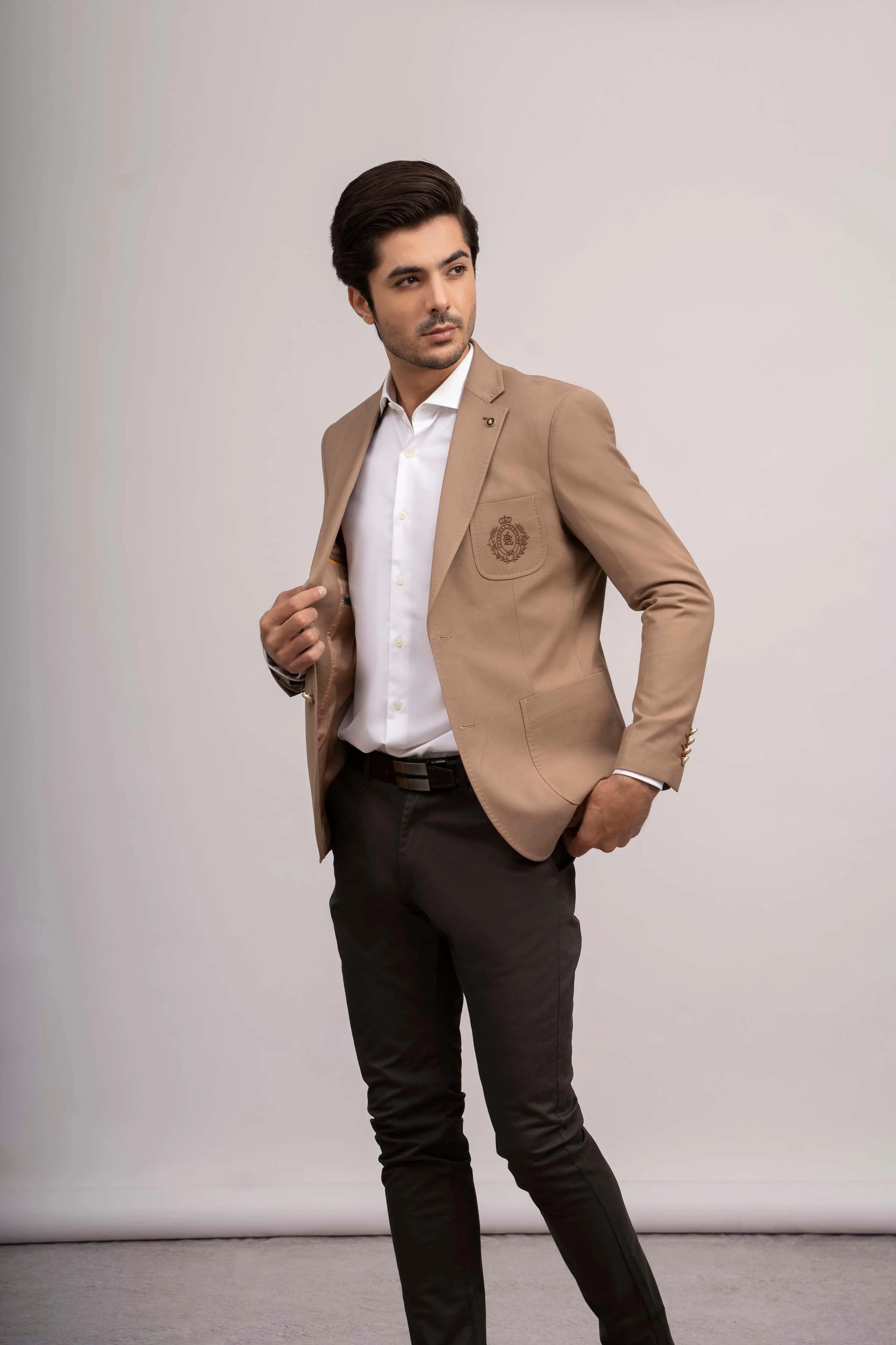 Light Khaki Slim Fit Casual Coat