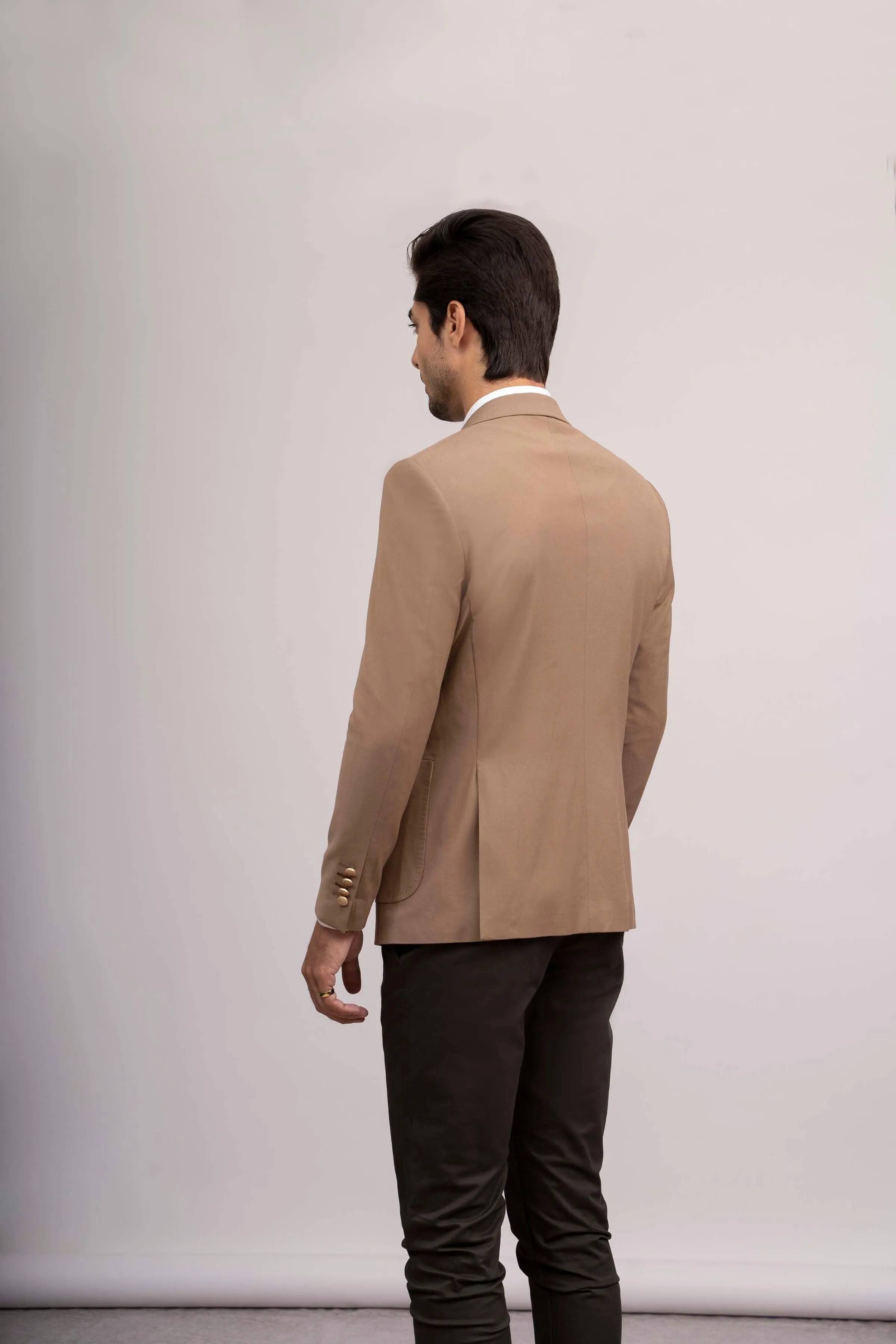 Light Khaki Slim Fit Casual Coat