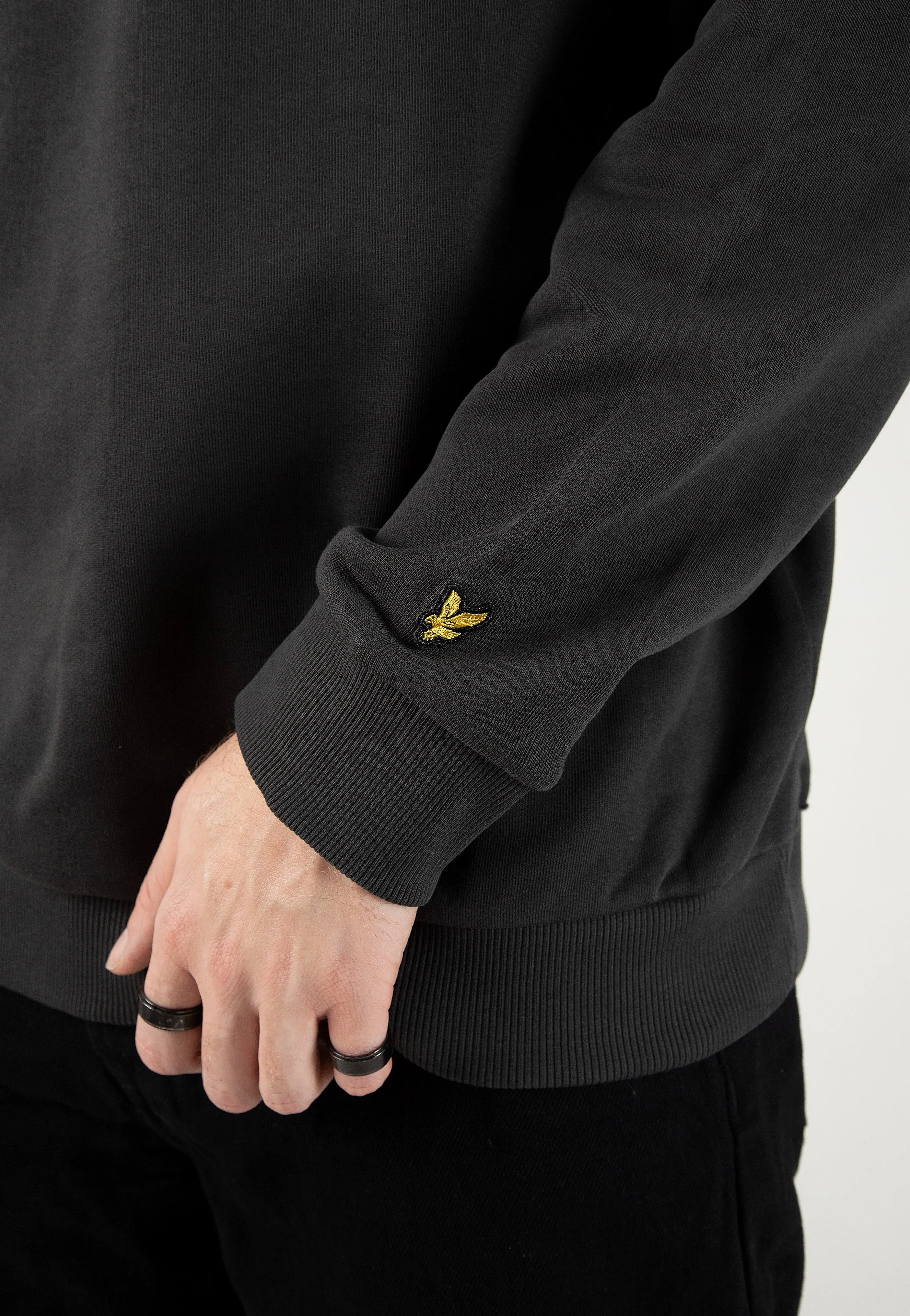 Lyle & Scott - Gunmetal Crew Neck Sweater with Embroidery