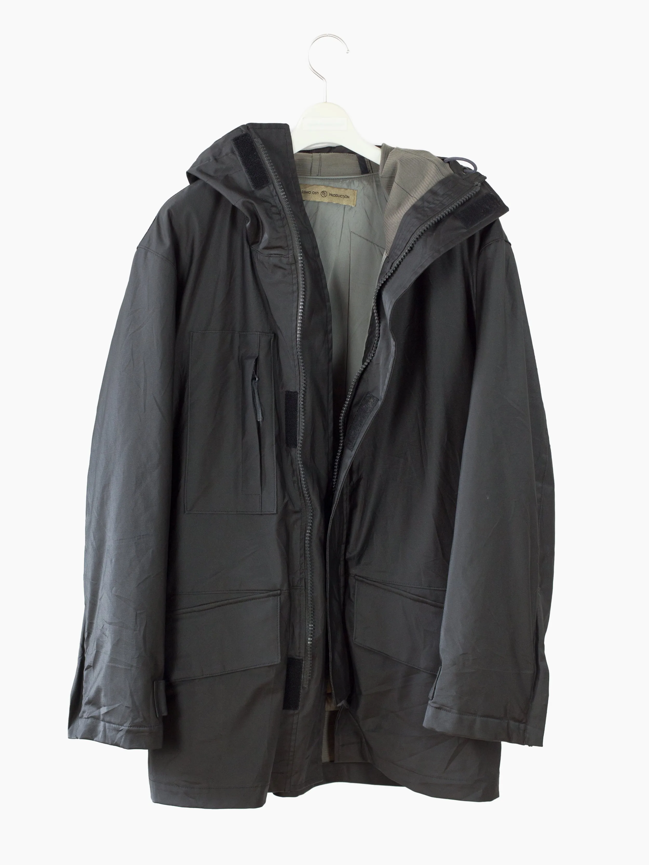 Massimo Osti 00s Rubberized Black Parka Production