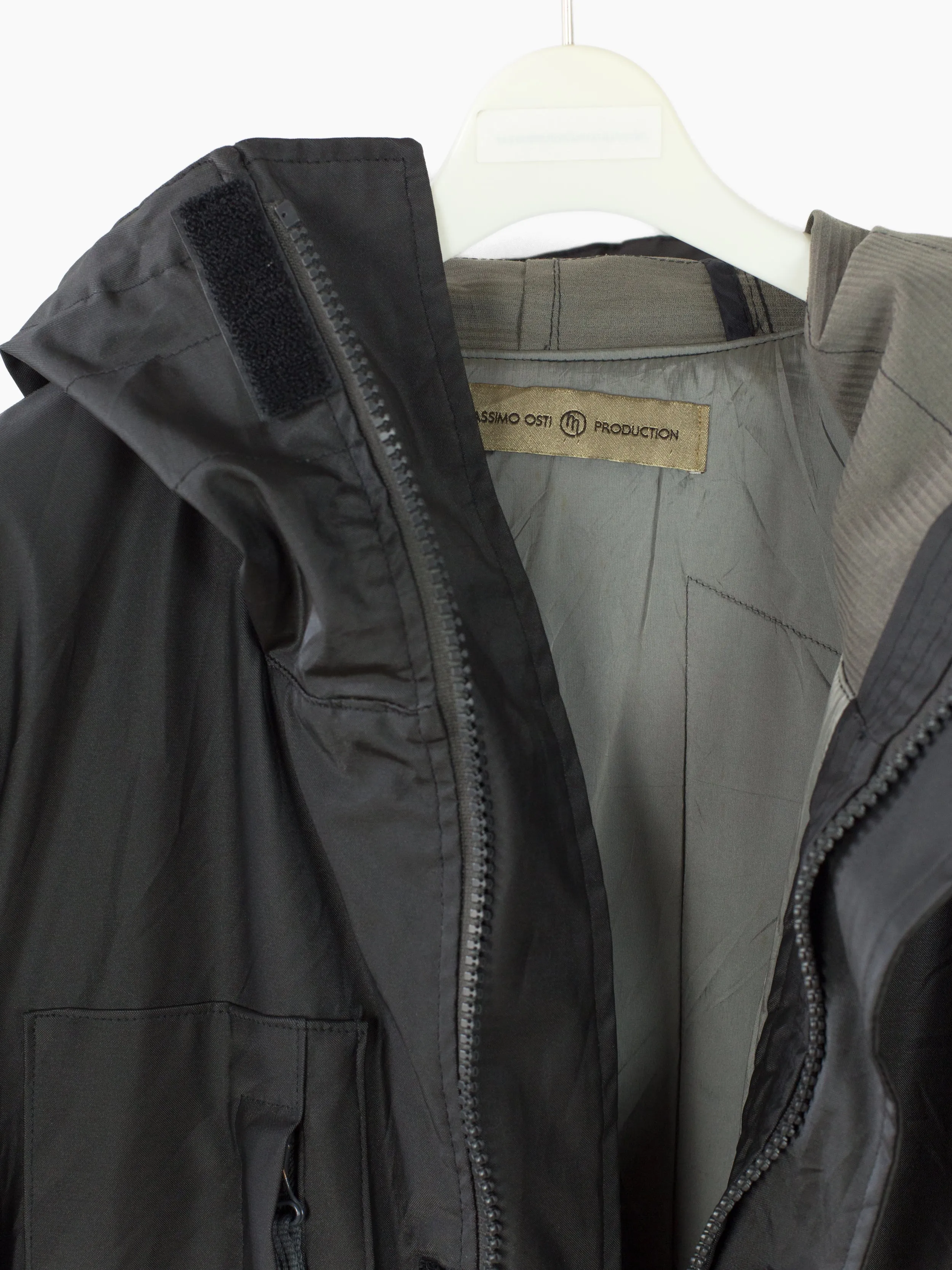 Massimo Osti 00s Rubberized Black Parka Production