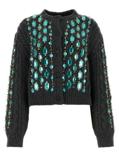 MiuMiu Casual Wool Street Style Long Sleeves Logo Cardigans