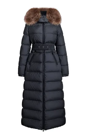 Long Down Jacket with Shearling Trim by Moncler Fudson