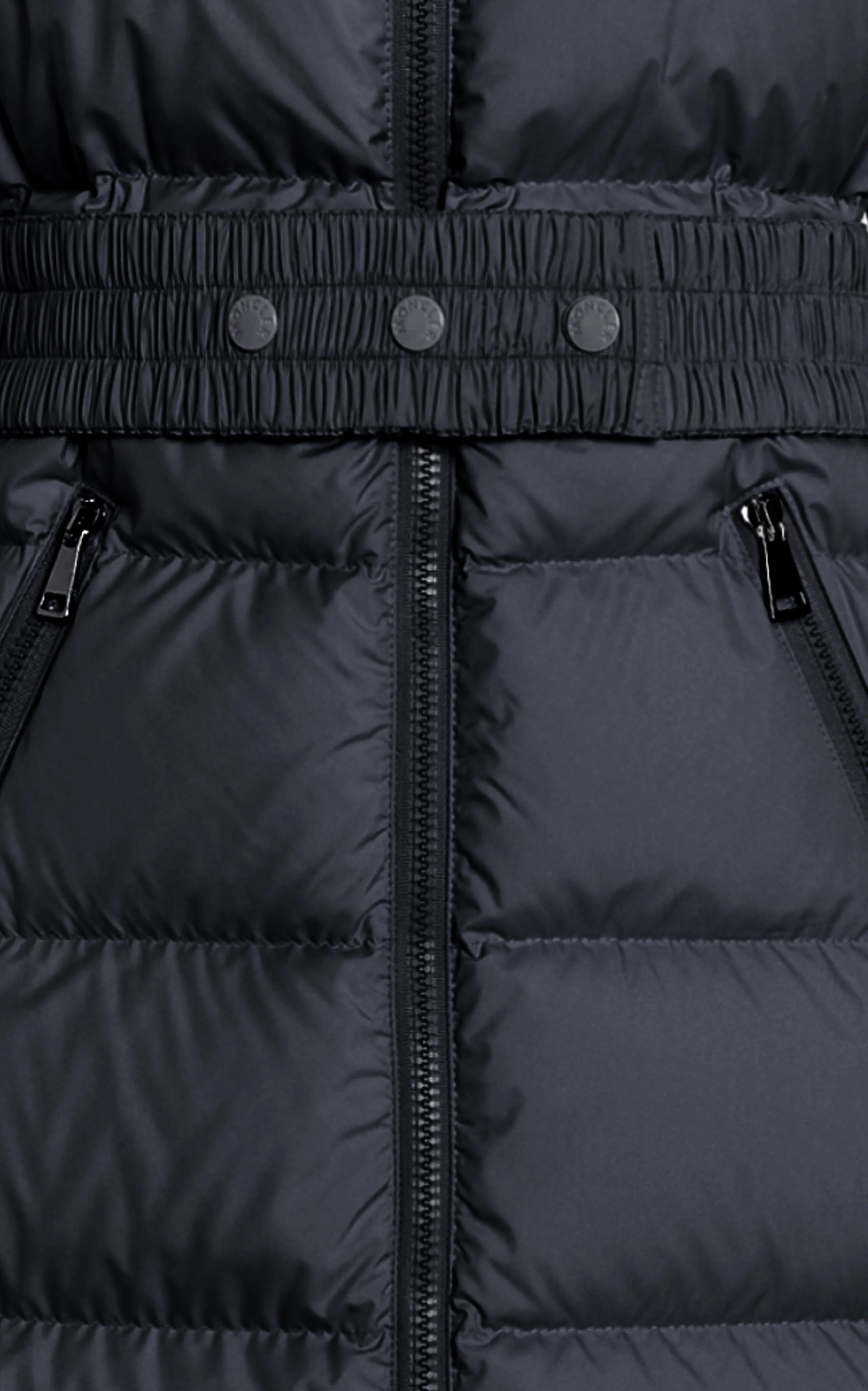 Long Down Jacket with Shearling Trim by Moncler Fudson