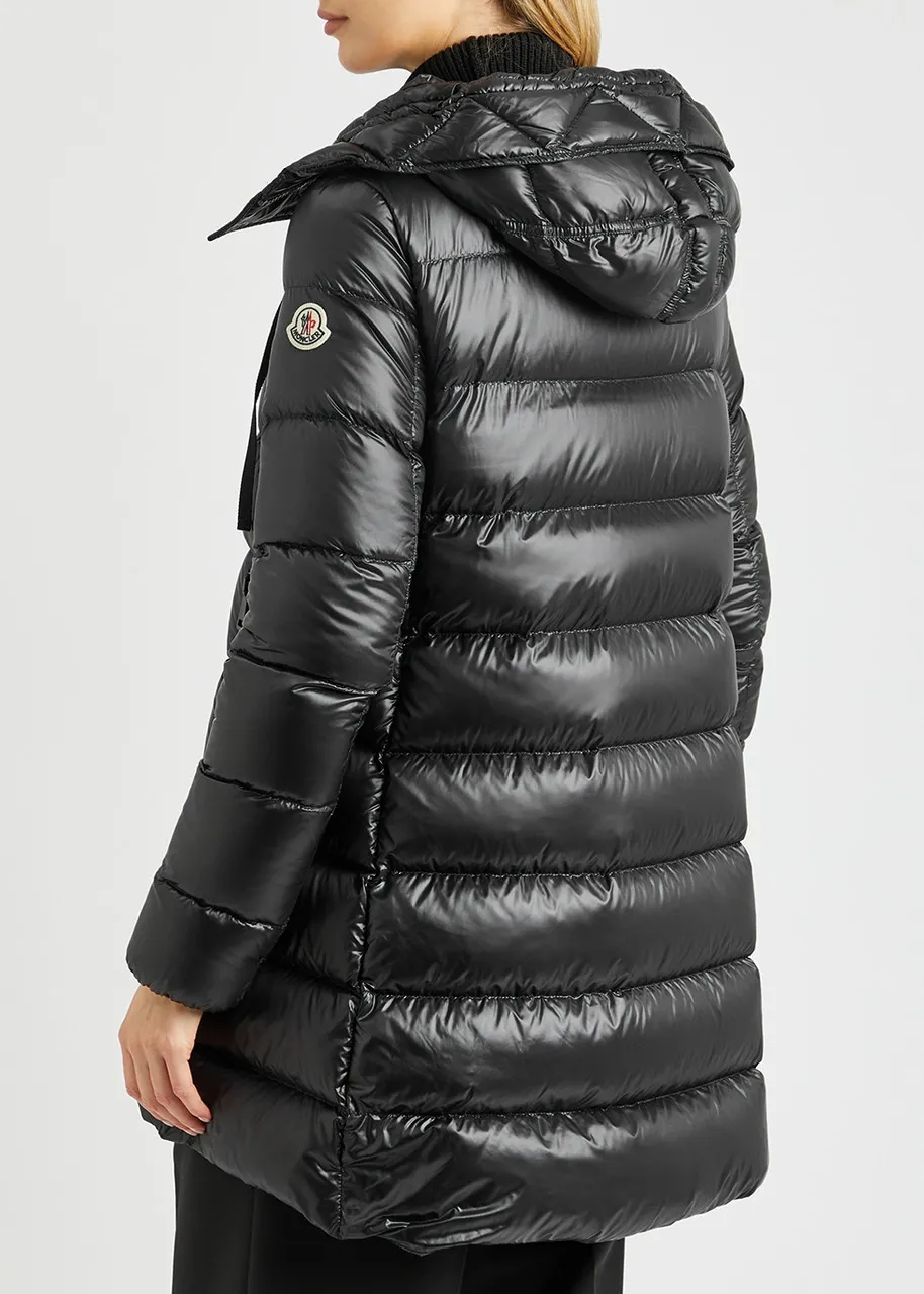 MONCLER Black Quilted Shell Coat - Suyen Model • Black Coats for Women