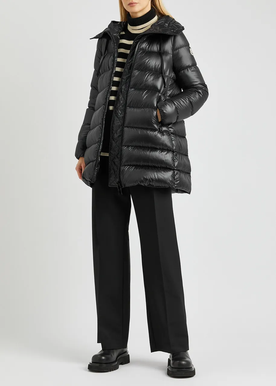 MONCLER Black Quilted Shell Coat - Suyen Model • Black Coats for Women