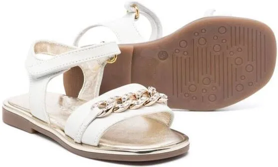 Monnalisa White 10mm chain-link sandals