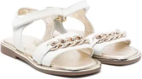 Monnalisa White 10mm chain-link sandals