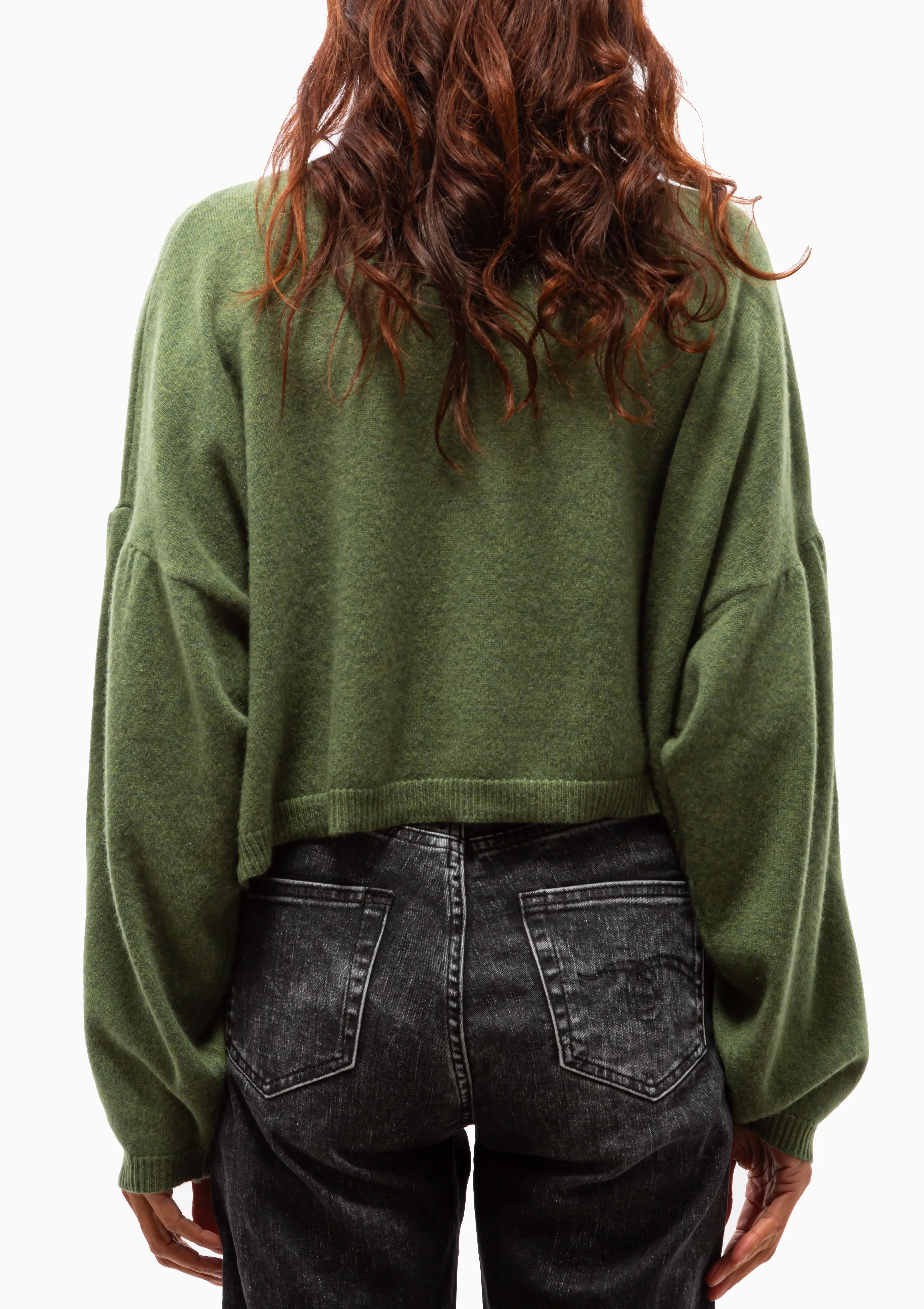 Moss Green Boxed Knit Sweater