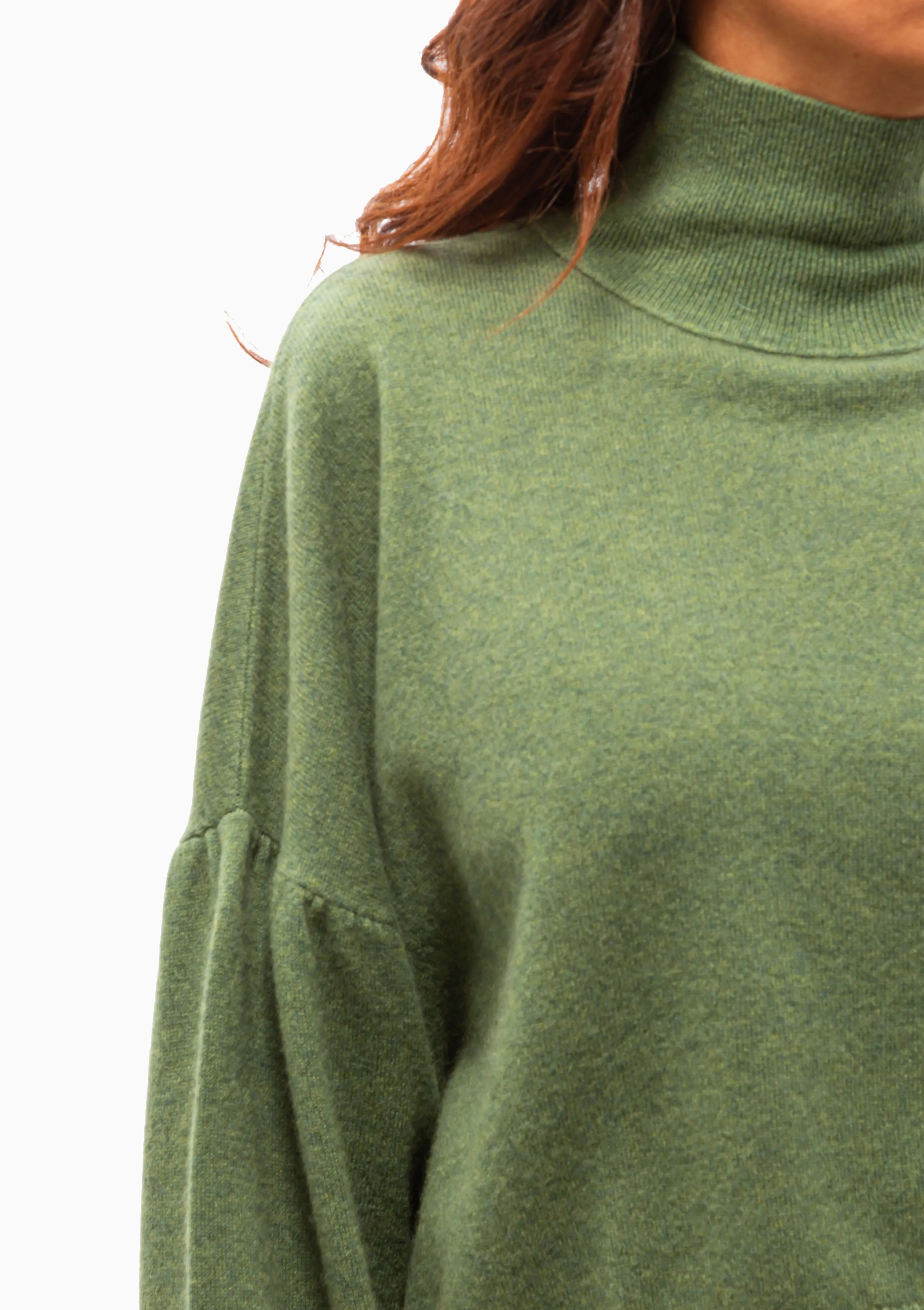 Moss Green Boxed Knit Sweater