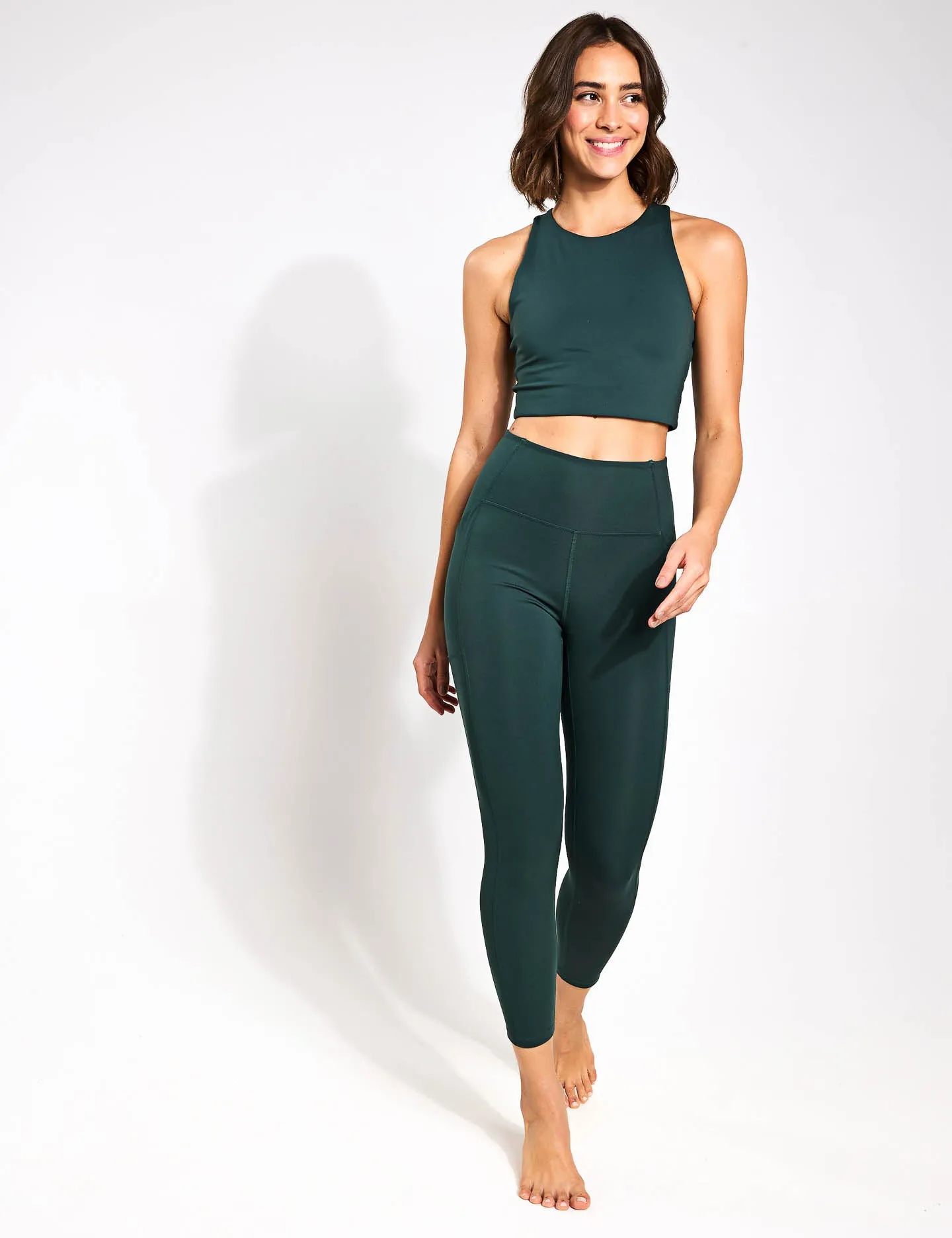 Moss Green High Waisted Pocket Legging - 7/8 Length