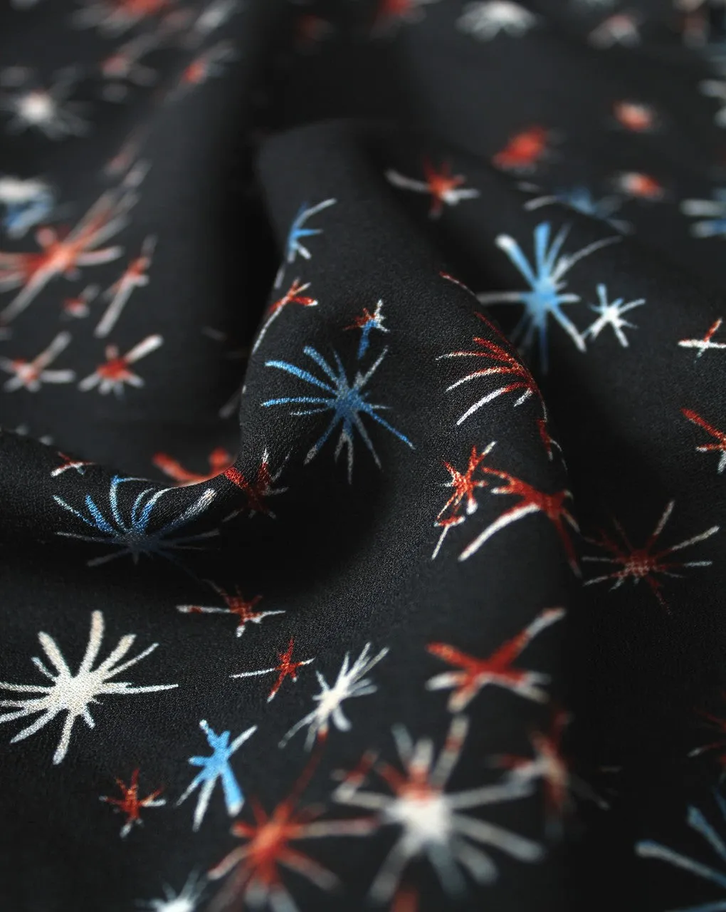 Multicolor Cracker Spark Design Fabric - Polyester Crepe