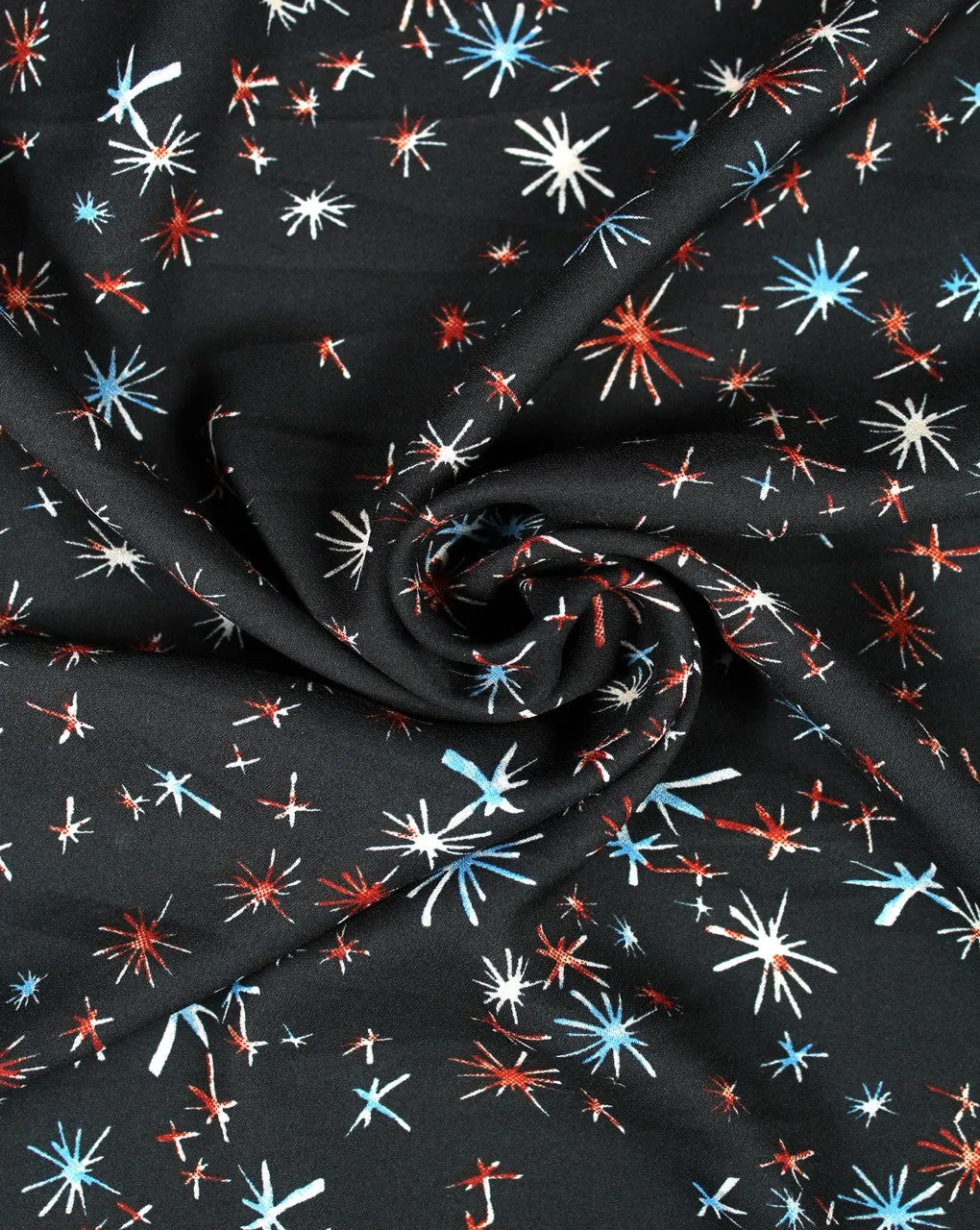 Multicolor Cracker Spark Design Fabric - Polyester Crepe