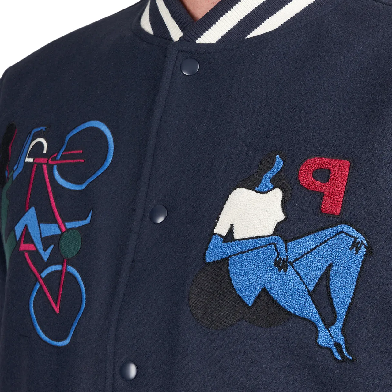 Navy by Parra Run Sit & Bike Varsity Jacket