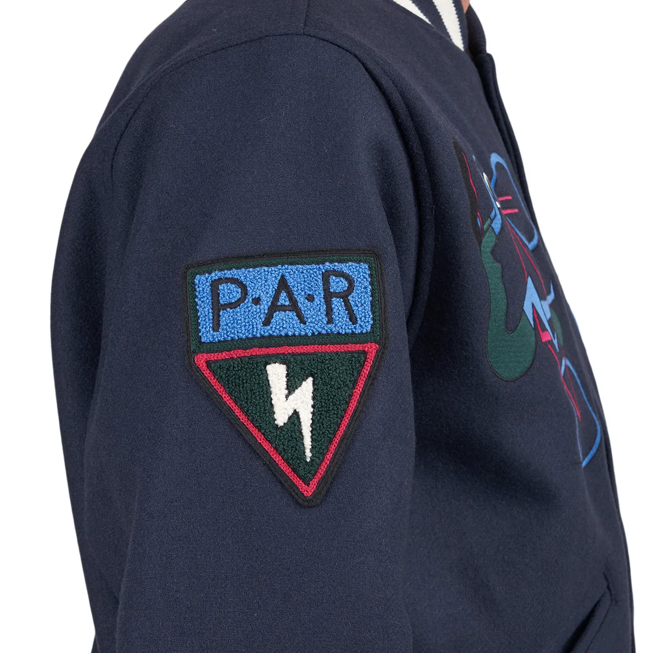 Navy by Parra Run Sit & Bike Varsity Jacket