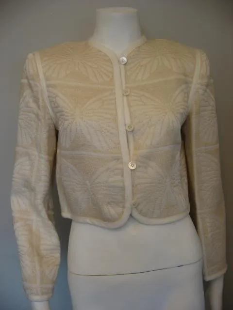 Neiman Marcus Cream Silk Linen Butterfly Jacket Vintage 70's - Shop Now