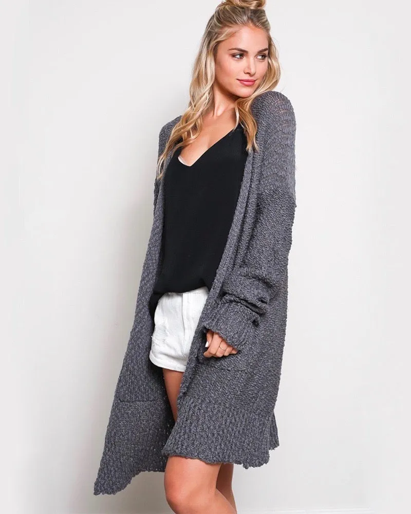 Open Front Longline Cardigan in Charcoal - FINAL SALE - Shop Now