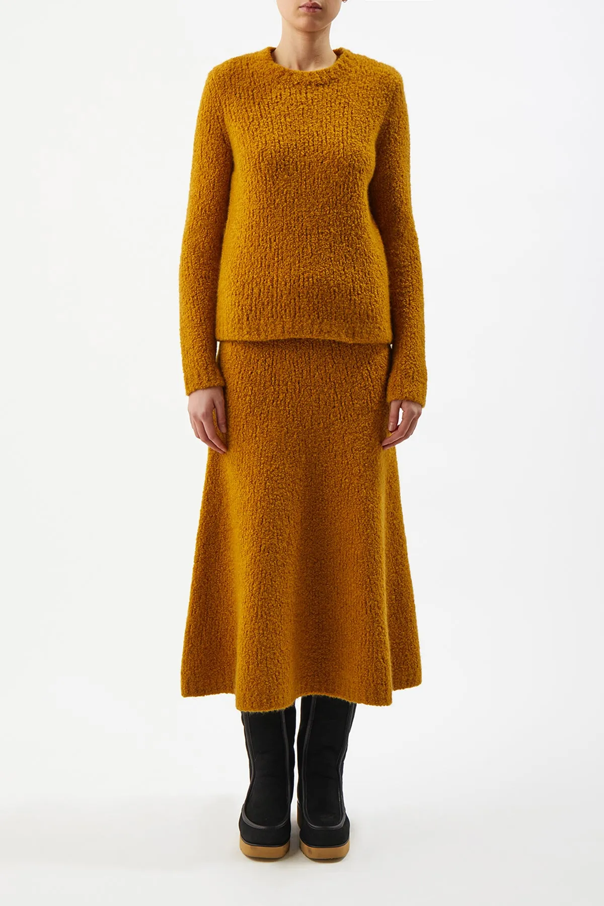 Pablo Saffron Cashmere Boucle Knit Skirt