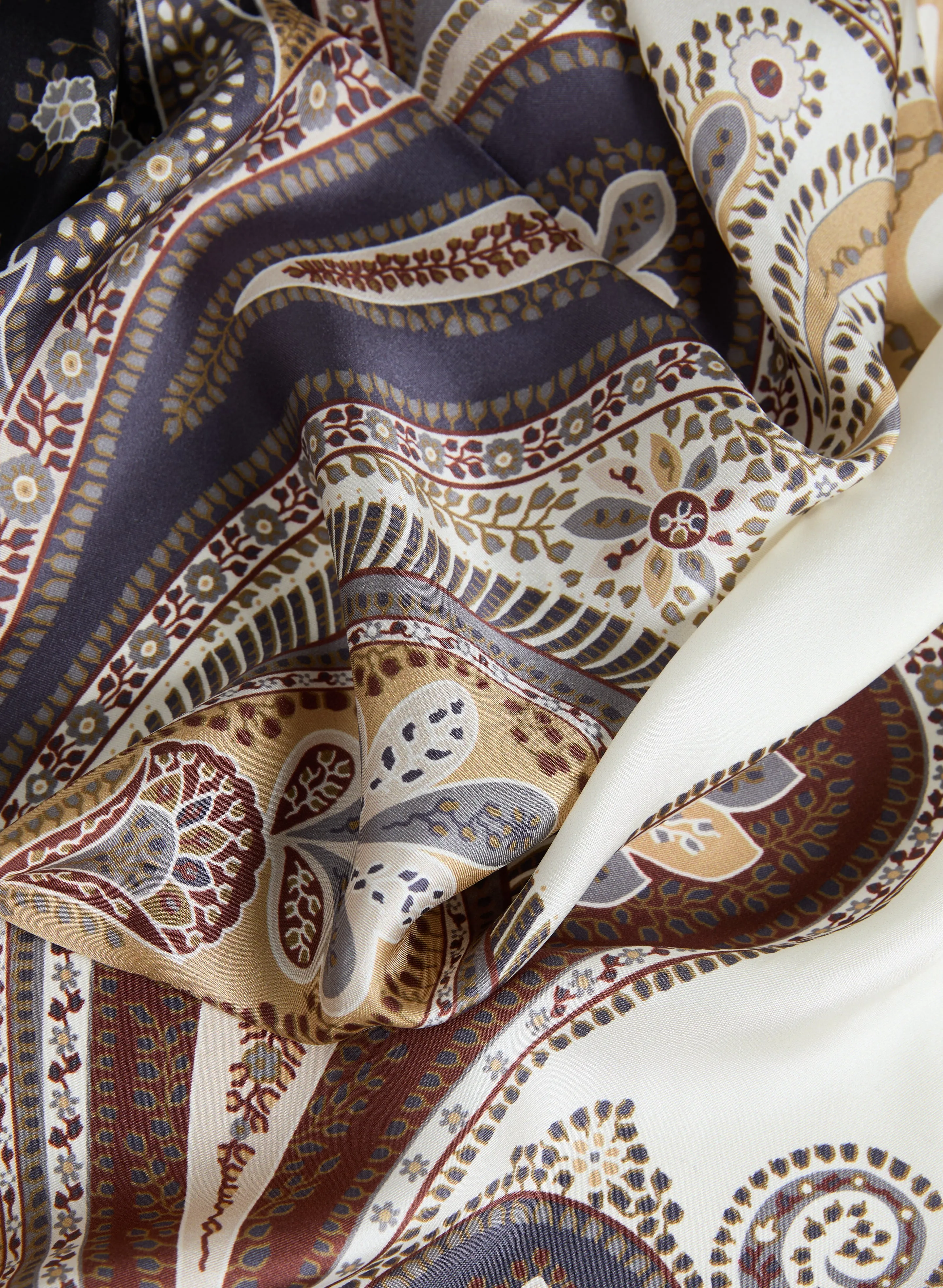 Silk Scarf with Paisley Pattern