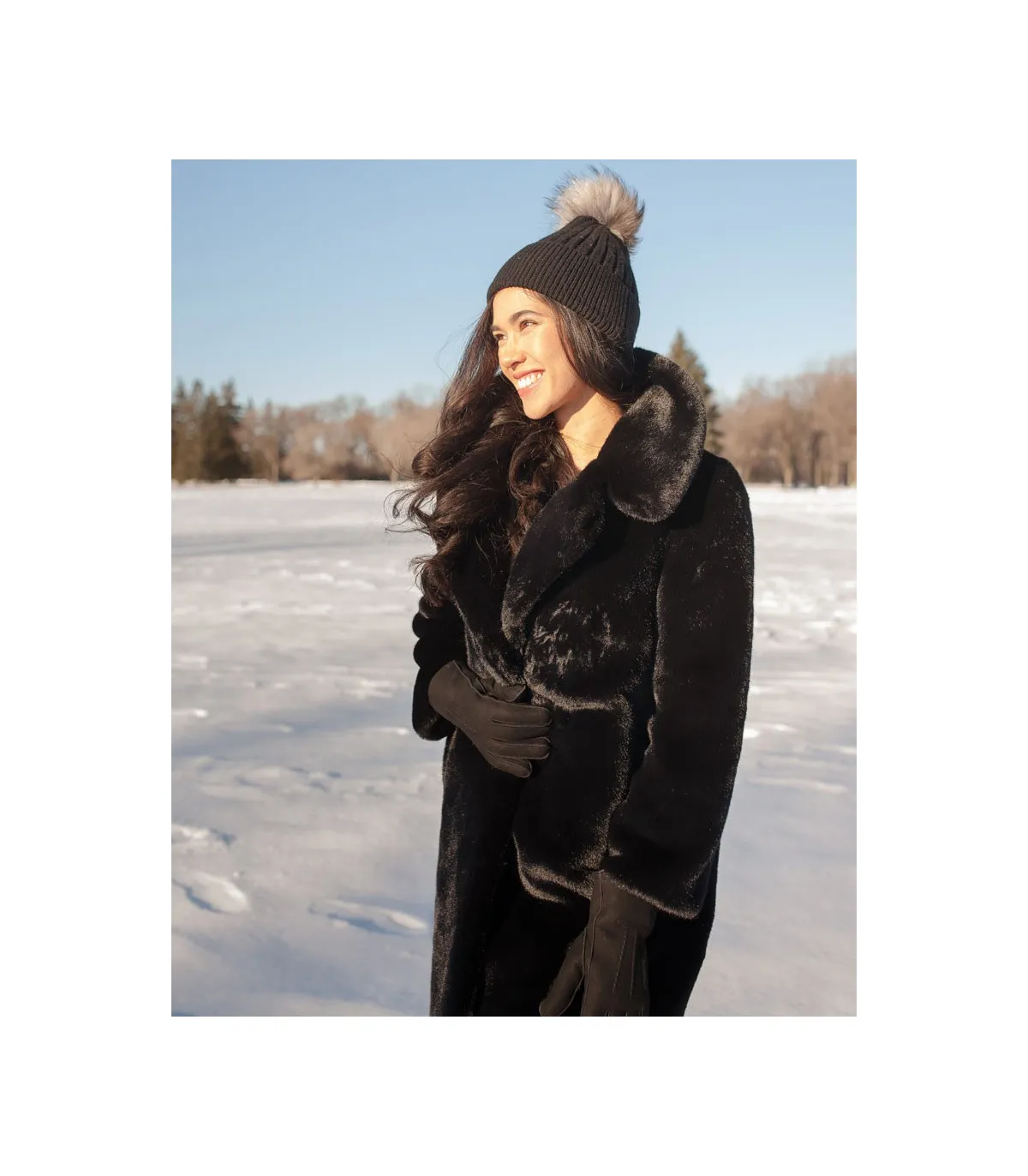 Paris Faux Fur Coat in Black: FurHatWorld.com