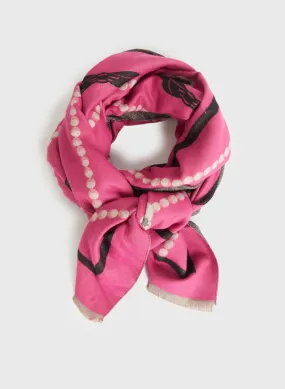 Pearl Bow and Rose Pattern Scarf