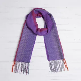 Striped Alpaca Blend Wrap Scarf - Hand Woven in Peru