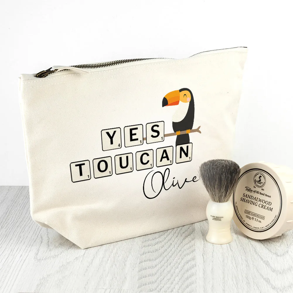 Yes Toucan Personalized Cream Cosmetic Bag