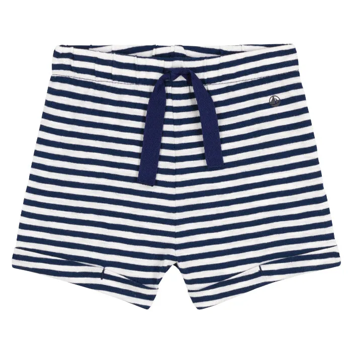 Petit Bateau Baby Shorts in Medieval Navy Blue Stripes