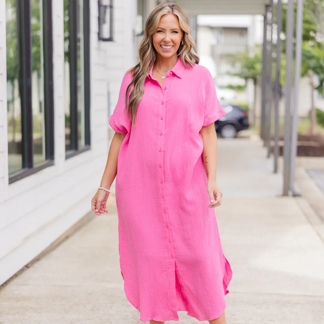 Pink Maxi Dress with Note To Myself Design