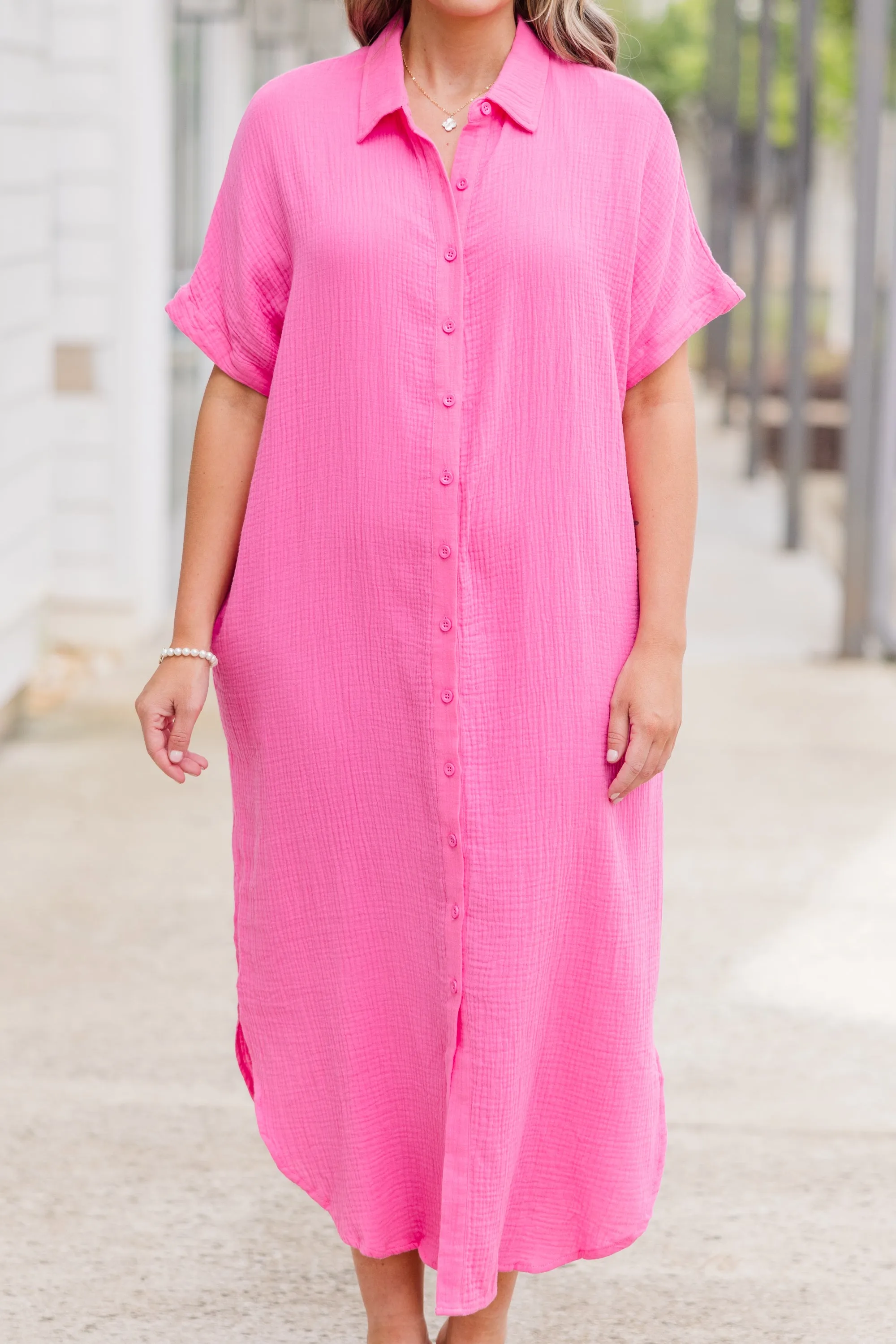 Pink Maxi Dress with Note To Myself Design