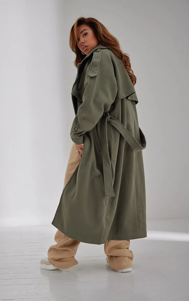 Plus Size Khaki Military Coat