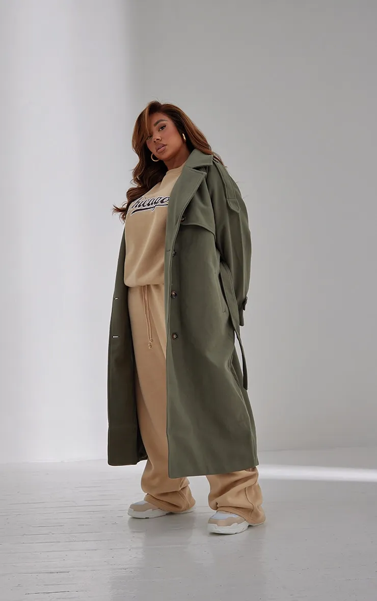 Plus Size Khaki Military Coat