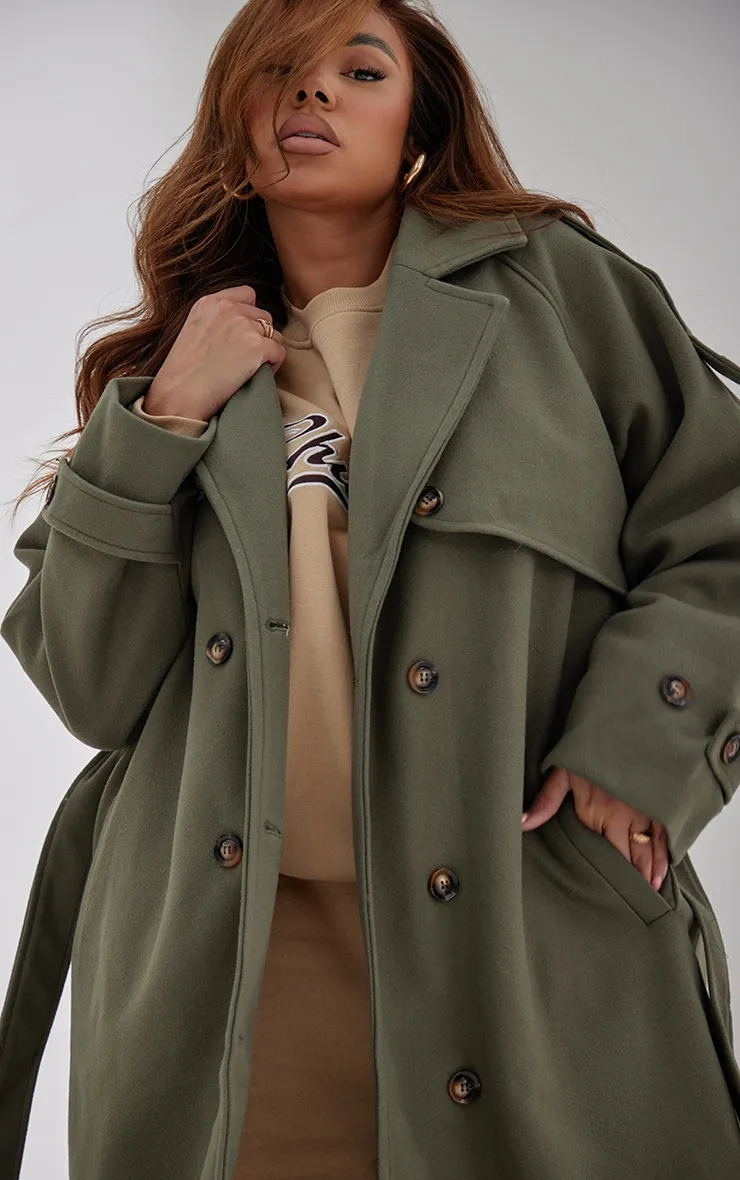 Plus Size Khaki Military Coat