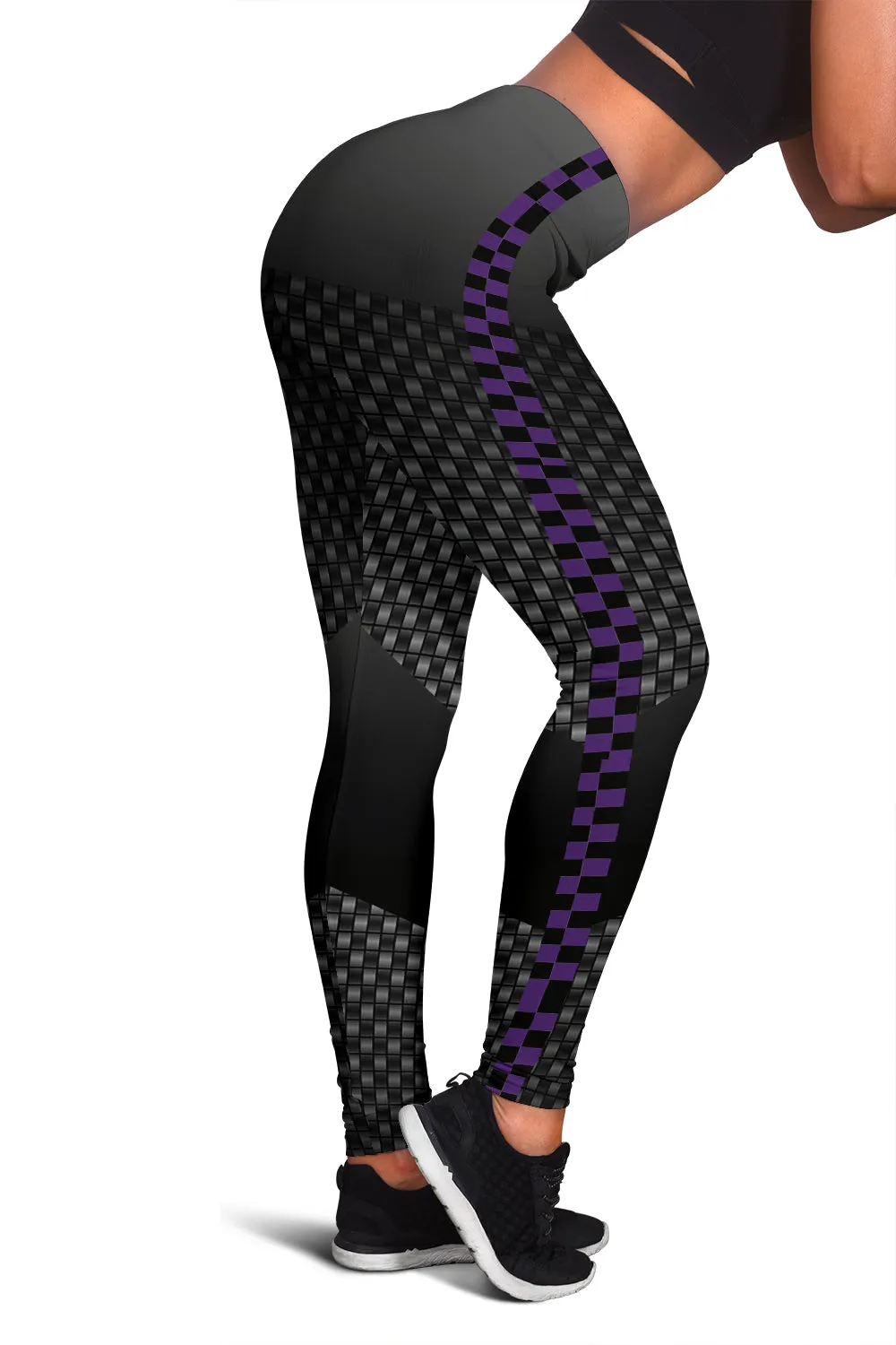 Purple Carbon Fiber Checkered Leggings.