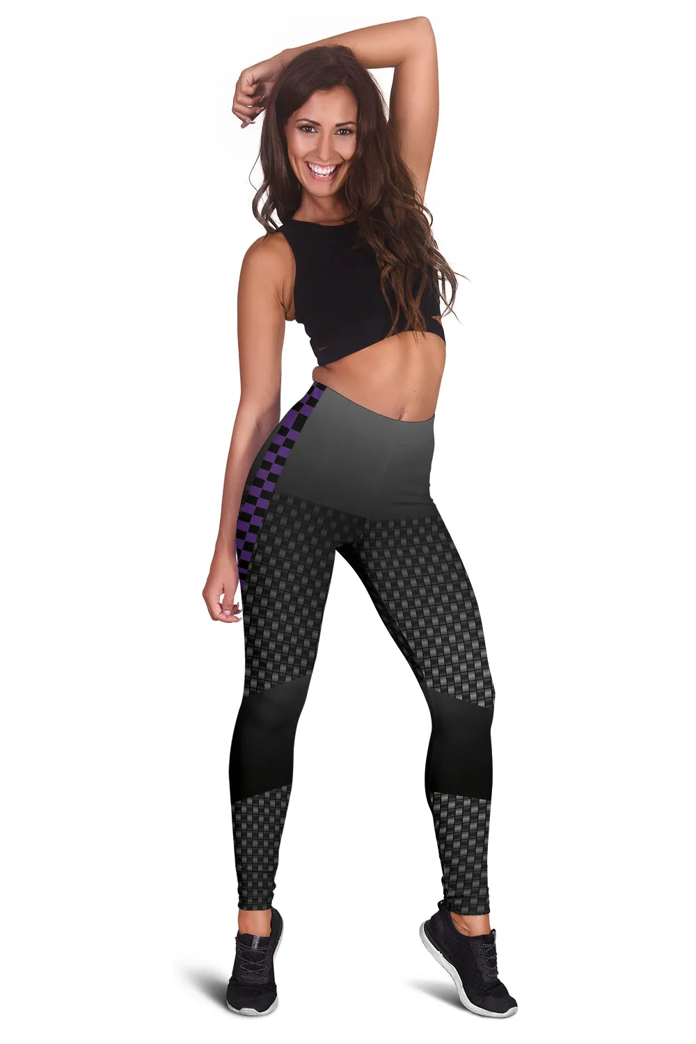 Purple Carbon Fiber Checkered Leggings.