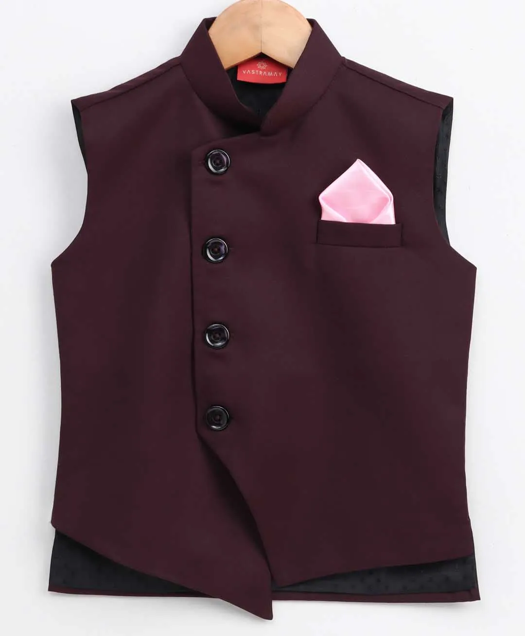 Red Cotton Blend Twill Nehru Jacket