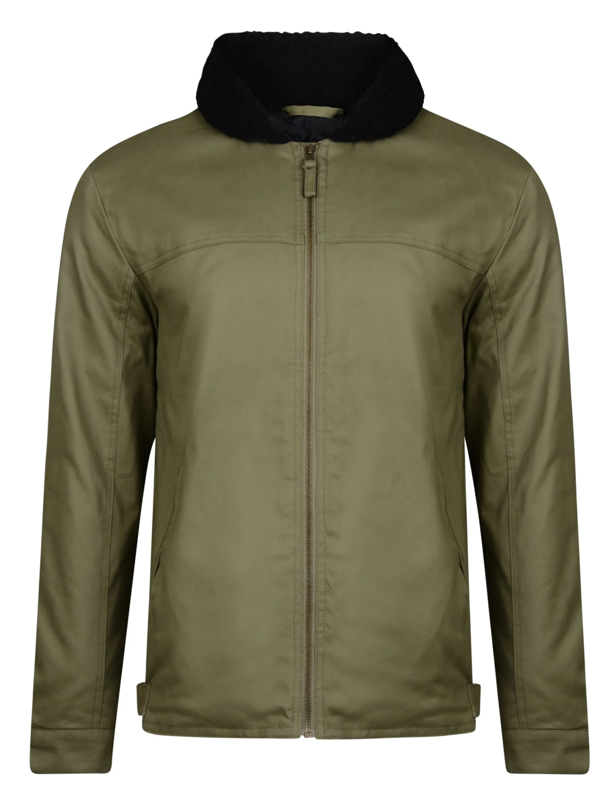 Ringspun Hostrup Cotton Flight Jacket with Borg Collar in Military Green