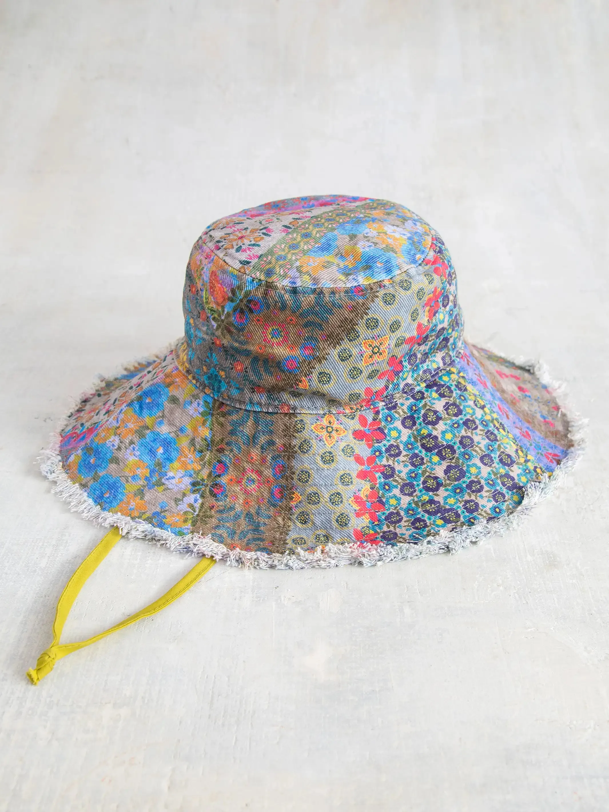 Sandy Days Folk Flower Patchwork Bucket Hat