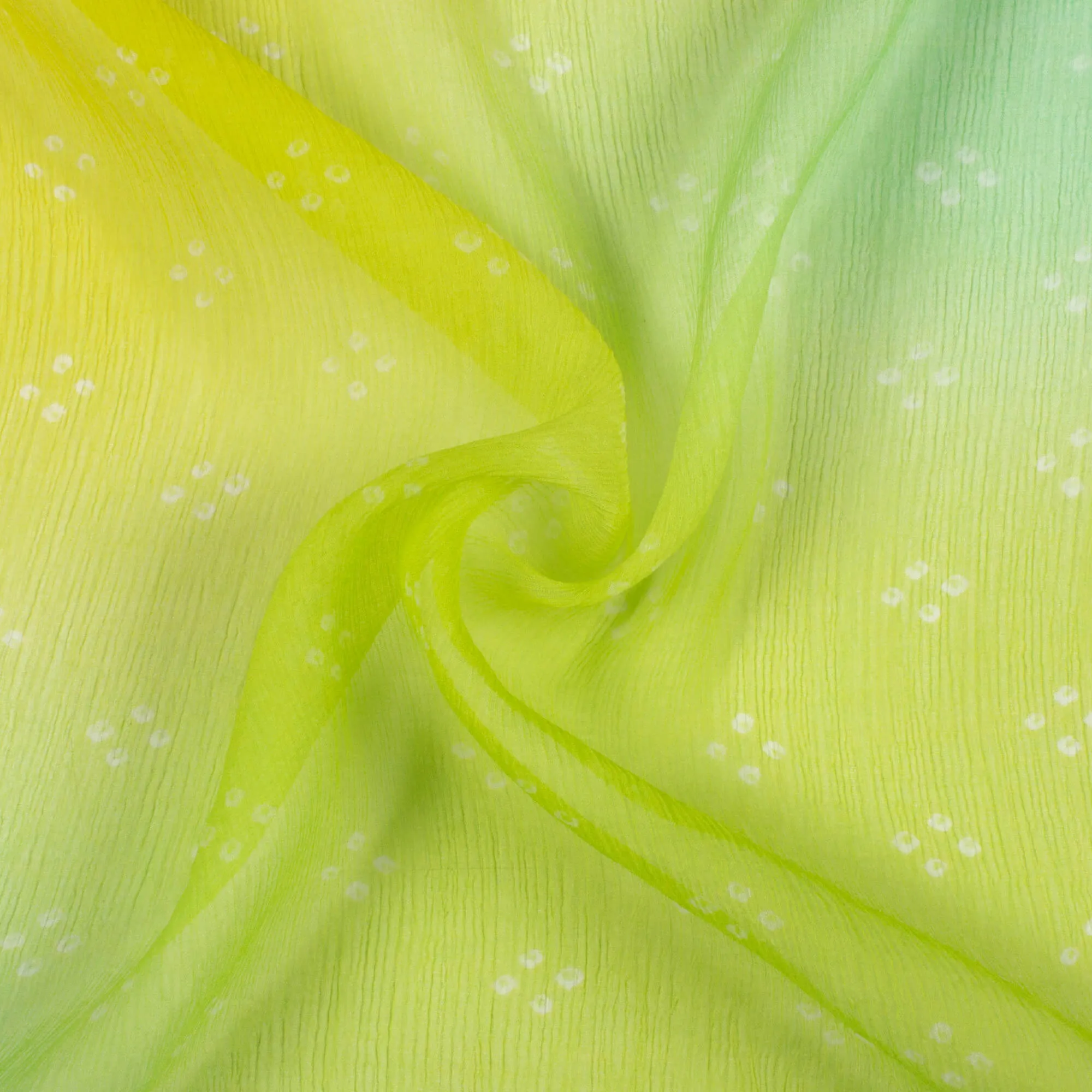 Seafoam Green and Lime Green Ombre Chiffon Fabric - Digital Print Pattern