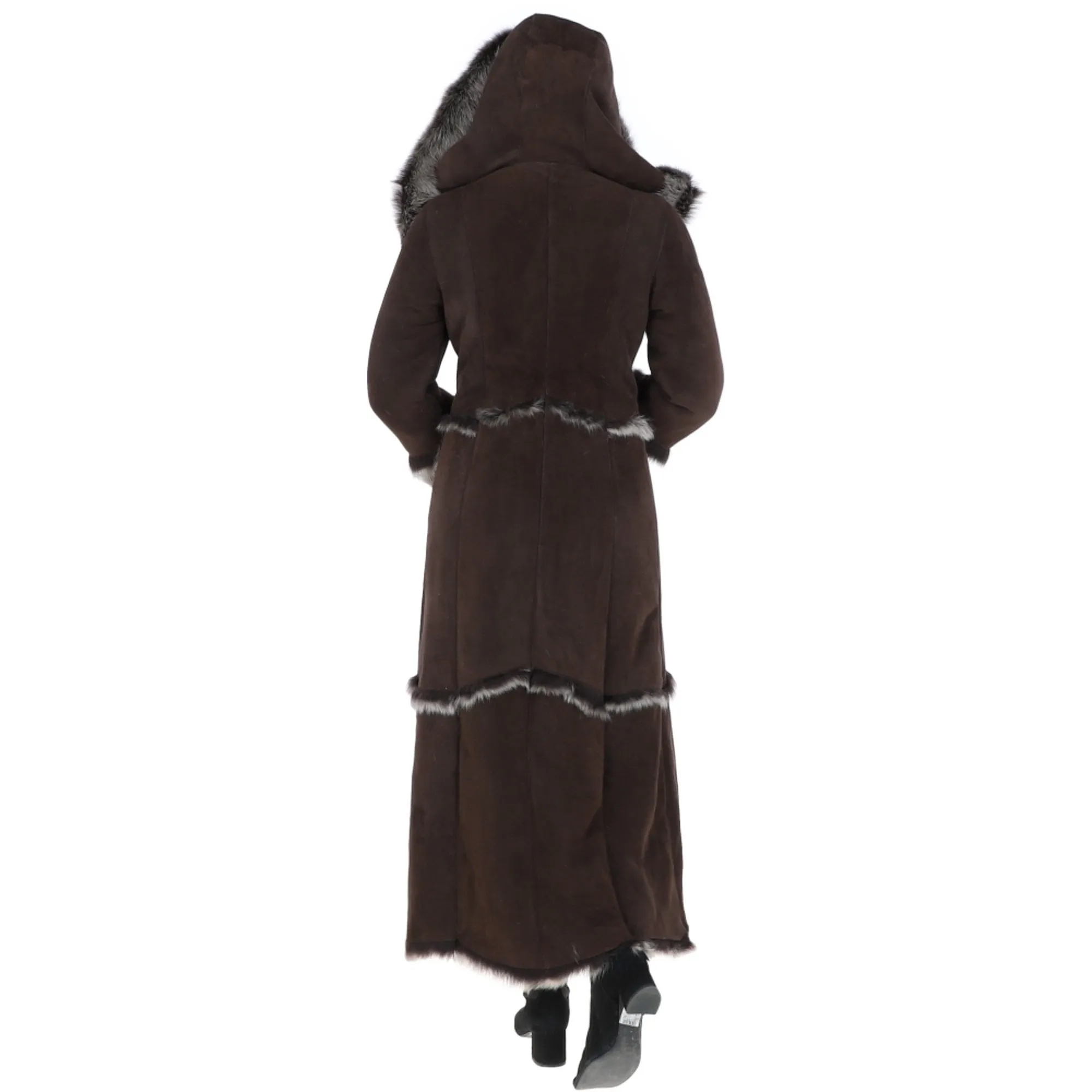 Sheepskin Coat Long Length Brown: Sophia - Online Store