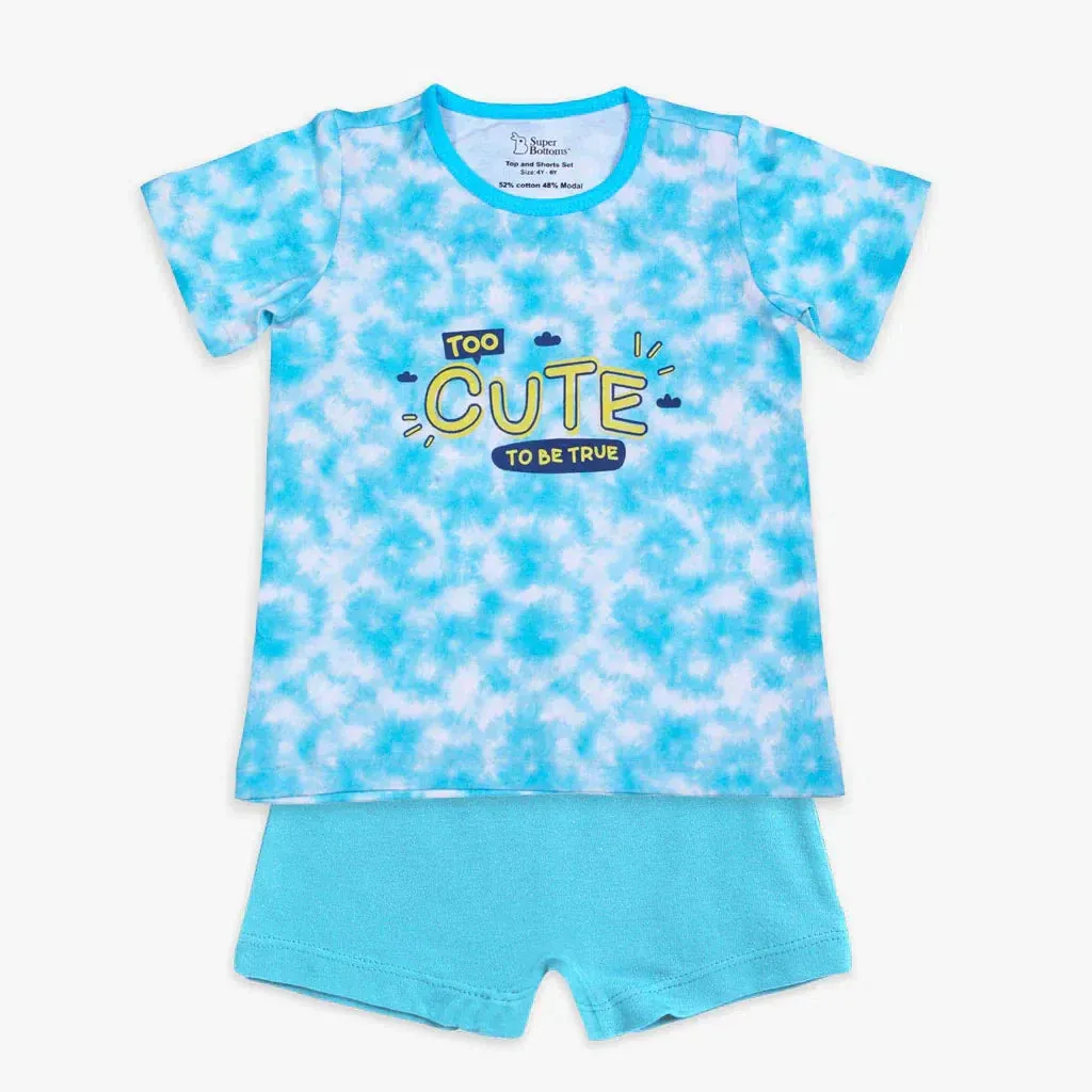 Short Sleeve Top and Shorts Set - Tie-Dye Blue - 6-12 months