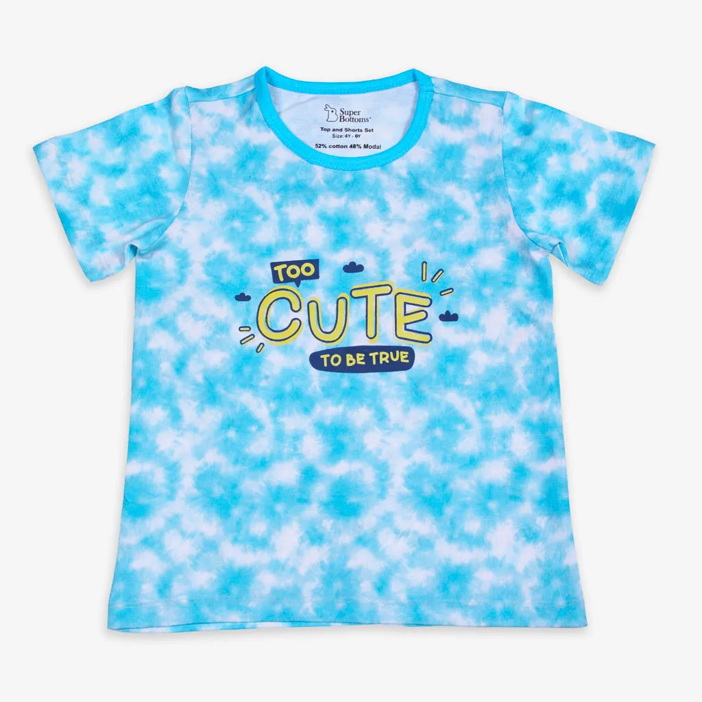 Short Sleeve Top and Shorts Set - Tie-Dye Blue - 6-12 months