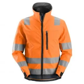 Snickers 1230 High-Visibility Softshell Jacket, Class 3, Orange/Steel