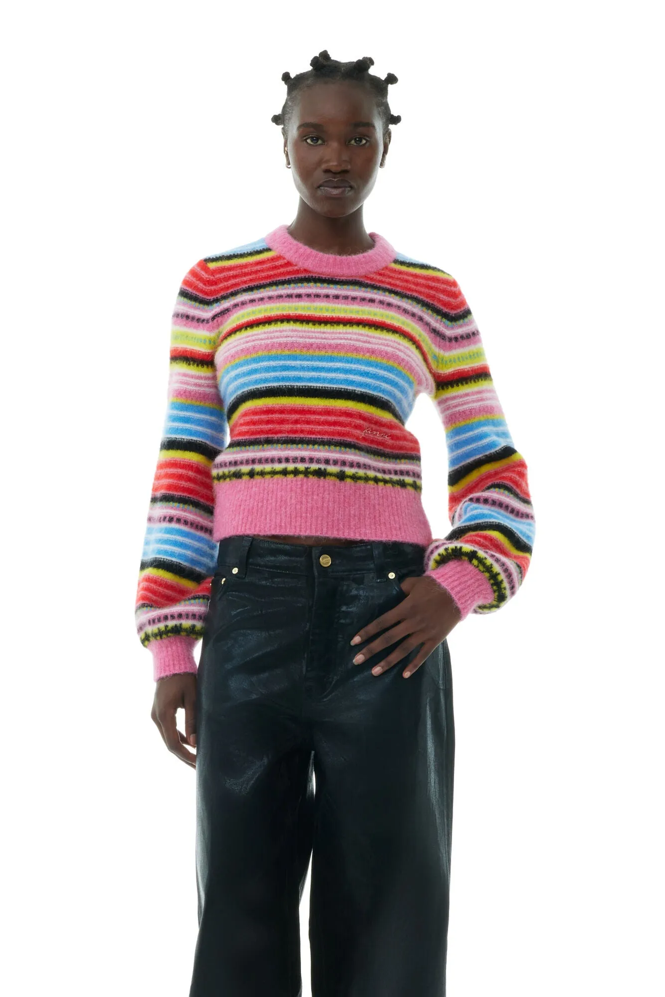 Soft Wool Striped O-Neck Sweater