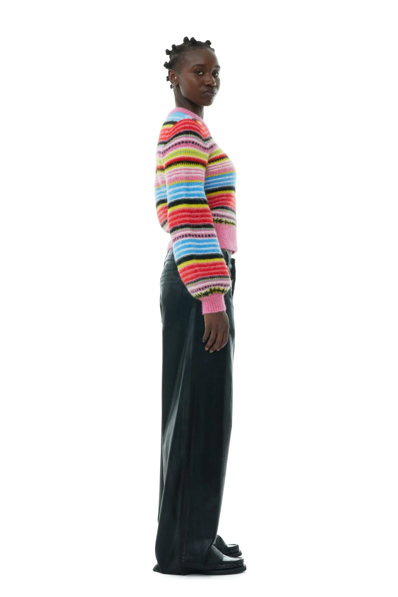 Soft Wool Striped O-Neck Sweater