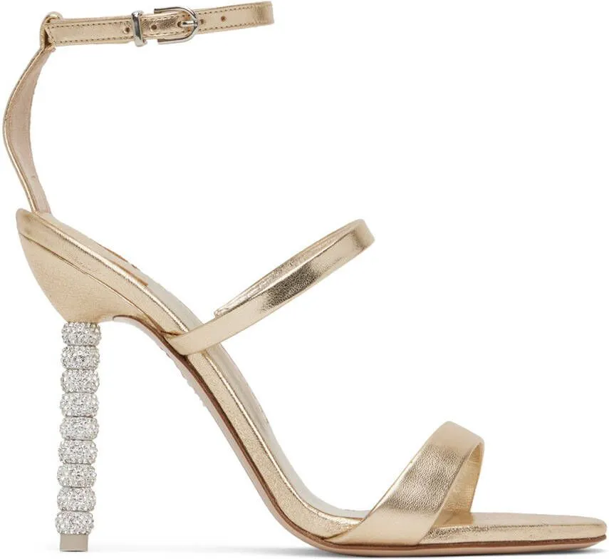 Sophia Webster Crystal Heeled Sandals Gold Rosalind