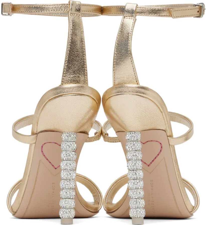 Sophia Webster Crystal Heeled Sandals Gold Rosalind