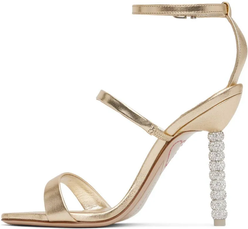 Sophia Webster Crystal Heeled Sandals Gold Rosalind